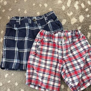 Janie and Jack Plaid Kids Shorts Set - Blue and Red